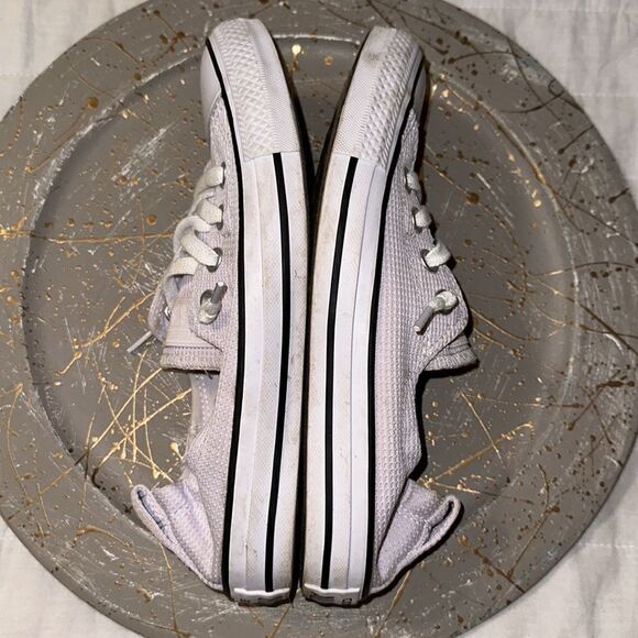 Converse 7 Women’s White Textured Canvas Slip On Lace up Skateboard Shoes Sneaks - Picture 7 of 12